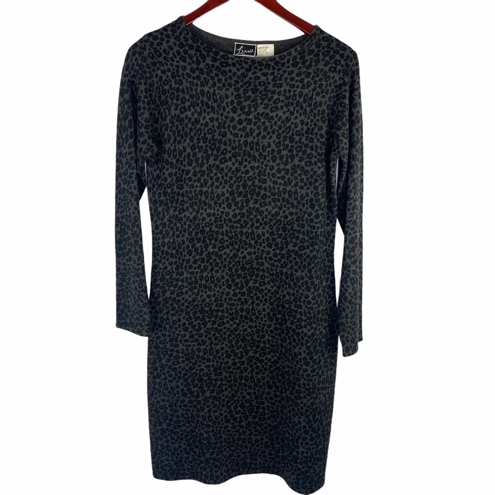 Grey Animal Print Sweater Dress